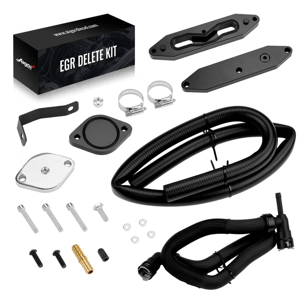 EGR Valve & Cooler Delete Kit For 2015-2016 6.7L Powerstroke Diesel Ford F250 F350 F450 F550 Diesel Block Off Plate(Upgraded, Black) | Aigor diesel