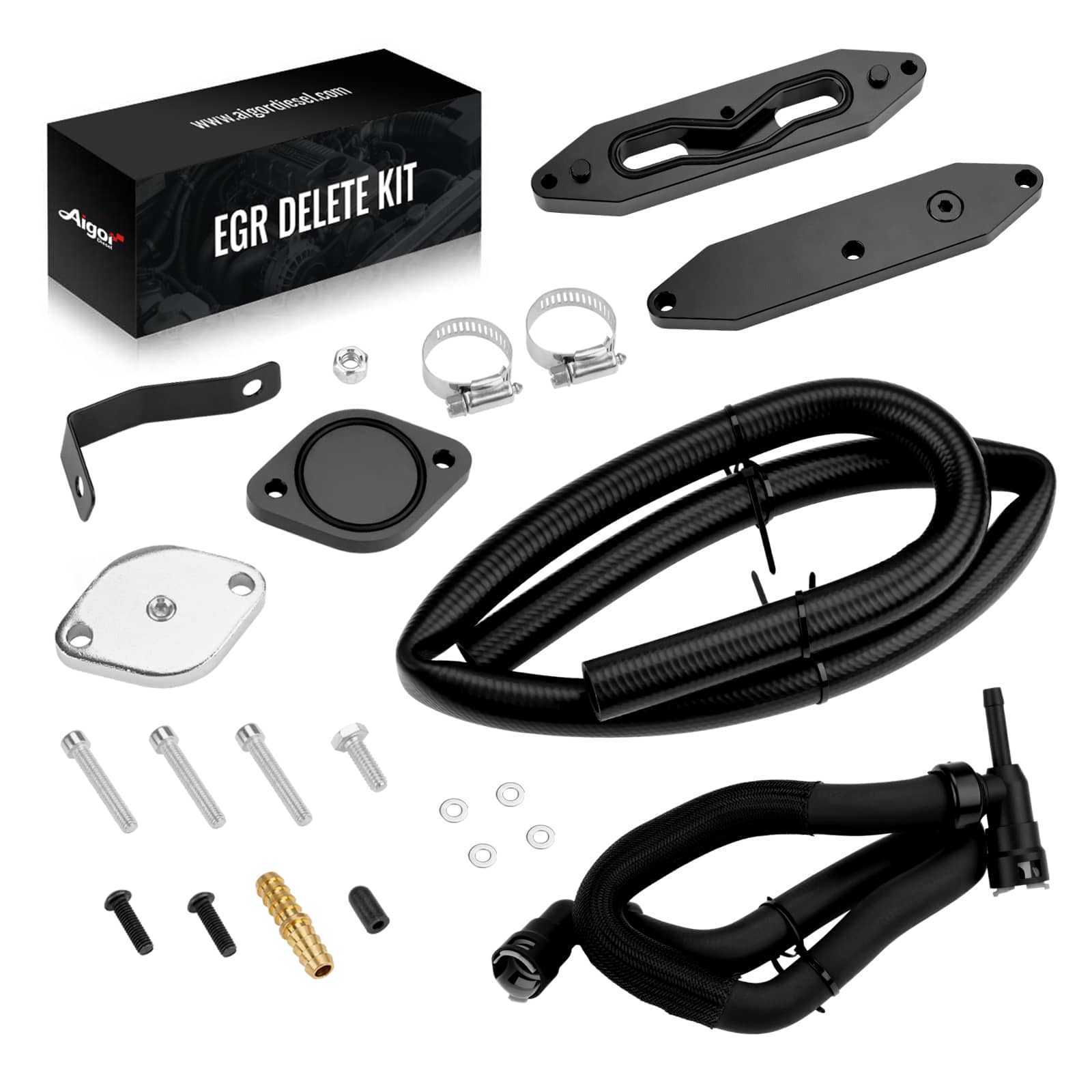 EGR Valve & Cooler Delete Kit For 2015-2016 6.7L Powerstroke Diesel Ford F250 F350 F450 F550 Diesel Block Off Plate(Upgraded, Black) | Aigor diesel